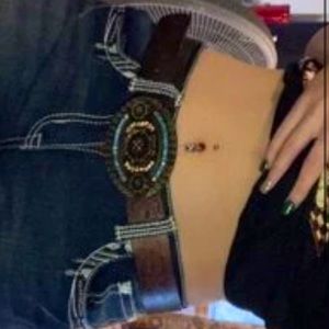 Textured False Metal Buckle Belt